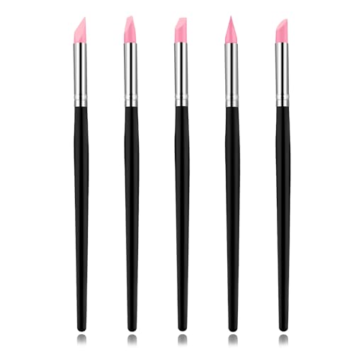 5 Stück Gummipinsel Silikon Bürsten Dotting Tool Nail Art Silikonpinsel Ton Werkzeugset Verwendbar Silikon Zauberpinsel für Keramikskulpturen Malerei Nagelkunst DIY Handwerk Nagelkunst (20cm) von Lusofie