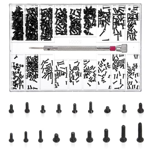 500 Stück Kleine Schrauben Sortiment Kit, M1.2 M1.4 M2 Schwarz Schraubenset,Brillen Schrauben, Edelstahl Mikro Flachkopfschrauben Mit Schraubendreher, Senkkopfschrauben, für Uhren, Brillen, Laptop 500 Stück Kleine Schrauben Sortiment Kit, M1.2 M1.4 M2 Schwarz Schraubenset,Brillen Schrauben, Edelstahl Mikro Flachkopfschrauben Mit Schraubendreher, Senkkopfschrauben, für Uhren, Brillen, Laptop von Lusofie