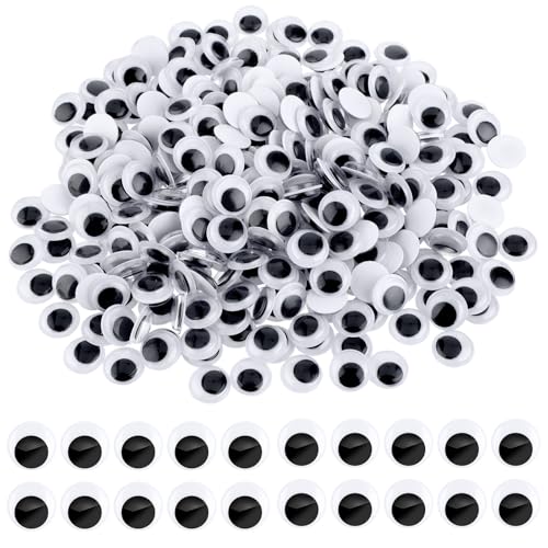 500 Stück Selbstklebende Wackelaugen Klein Schwarze Glubschaugen Runden Schwingenden Augen zum Aufkleben 15 mm Große Bewegliche Augen für Bastelzeug und DIY Kulleraugen Selbstklebend von Lusofie