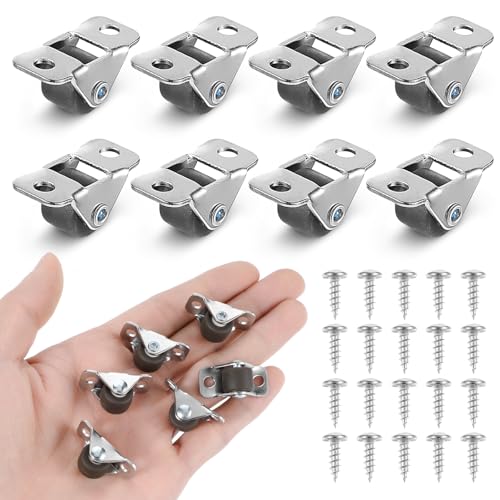 8 Stück Mini Möbelrollen Klein 1/2 Zoll Rollen Kleine Rollen Für Möbel Flach Leise Bockrollen Gummi Laufrollen Mit Stahloberplatte Für Möbel Schränke Diy Und Haushaltsgeräte(Nicht Schwenkbar) von Lusofie
