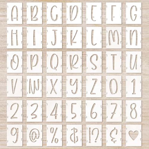 Schablone Buchstaben 42 Stück 5cm Schablonen Buchstaben Basteln Zahl Buchstabe Symbol Schablone Wiederverwendbar Schablonen Malen für Wand Inkjet Malerei Holzschild Wandkunst DIY von Lusofie