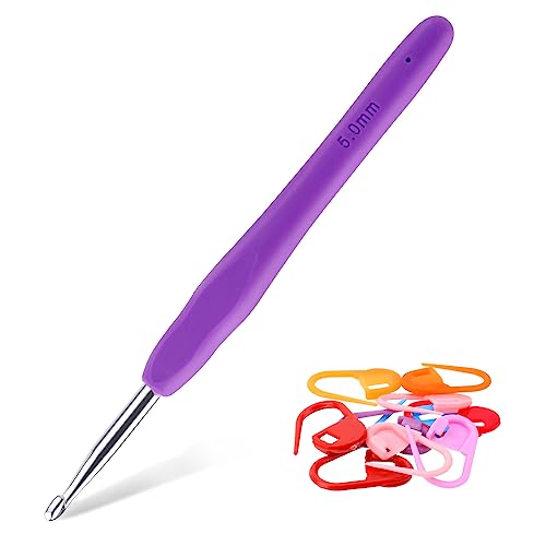 Lusofie 5mm Häkelnadel Bunt Häkelnadeln Mit Ergonomischem Softgriff mit 10 Stück Maschenmarkierern Häkelnadel Set für Anfänger Lusofie 5mm Häkelnadel Bunt Häkelnadeln Mit Ergonomischem Softgriff mit 10 Stück Maschenmarkierern Häkelnadel Set für Anfänger von Lusofie