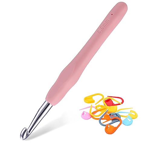 Lusofie 8mm Häkelnadel Bunt Häkelnadeln Mit Ergonomischem Softgriff mit 10 Stück Maschenmarkierern Häkelnadel Set für Anfänger Lusofie 8mm Häkelnadel Bunt Häkelnadeln Mit Ergonomischem Softgriff mit 10 Stück Maschenmarkierern Häkelnadel Set für Anfänger von Lusofie