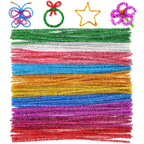 Lusofie 100 Stücke Glitzer Pfeifenreiniger Draht Pfeifenputzer Lose Chenille Stiel Glitzer Pfeiffenputzerdraht Bunt Pfeifenreiniger Zum Basteln Mädchen Bastelkunst DIY (6 mm x 12 Zoll, 10 Farben) von Lusofie