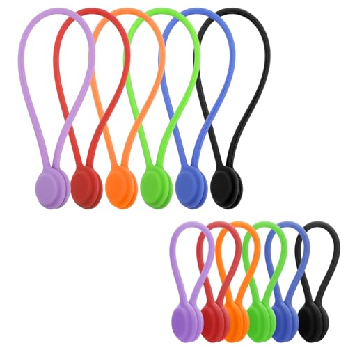 Lusofie 12 Stück Magnetische Kabelbinder Wiederverwendbare Kabelbinder Silikon Magnetbinder zum Bündeln und Organisieren von Kabeln Kabelorganizer für Büro Schule Zuhause (6 Lang & 6 Kurz) von Lusofie