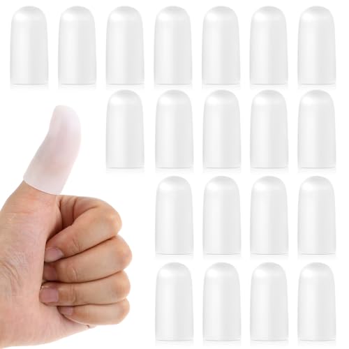 Lusofie 20 Stück Fingerschutz Silikon Gel Finger Sleeves Gummi-Fingerkuppenschutz Wasserdicht Daumenschutz Fingerschutz Bei Verletzung für Triggerfinger Handekzem Fingerarthritis Fingerknacken (Weiß) von Lusofie