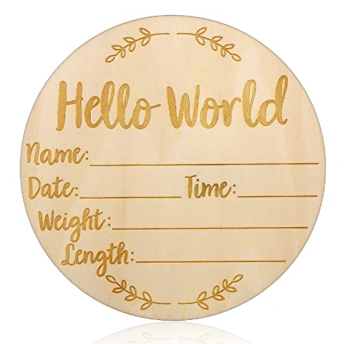 Meilensteinkrten Baby Holz Ankündigungsschilder 5,9 Zoll Hello World Willkommensschild für Neugeborene Runde Hölzerne Geburtsanzeige Schilder mit Babynamen Datums Ankündigungsschilder Meilensteinkrten Baby Holz Ankündigungsschilder 5,9 Zoll Hello World Willkommensschild für Neugeborene Runde Hölzerne Geburtsanzeige Schilder mit Babynamen Datums Ankündigungsschilder von Lusofie