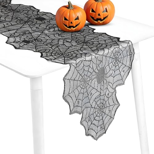 Spinnennetz Halloween Tischläufer 45 x 183 cm Spiderweb Tischdecke Scary Spinnennetz Deko Tischband mit Spitze Tisch Halloween Tischdeko für Küche Party Dekoration Spinnennetz Halloween Tischläufer 45 x 183 cm Spiderweb Tischdecke Scary Spinnennetz Deko Tischband mit Spitze Tisch Halloween Tischdeko für Küche Party Dekoration von Lusofie
