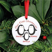 Personalisierte Unsere Ersten Weihnachtspinguine Christbaumkugel, Erstes Weihnachten Als Familie Von 3 Ornament, Babys 1. Weihnachtsgeschenk Andenken von LussWonderland