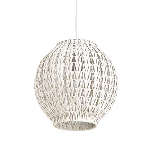 LUSSIOL Hängeleuchte Tahia, Rattan, 60 W, ø 31 x H cm, Grau/Weiß von LUSSIOL