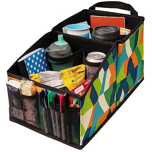 Lusso Gear Autositz-Organizer für Vorder- oder Rücksitz, ideal für Erwachsene und Kinder, mit 9 Ablagefächern für Spielzeug, Zeitschriften, Taschentücher, Karten, Bücher, Dokumente (geometrisch) von Lusso Gear