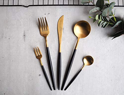 Lusso Elegantes Cutlery Set - Gold Black -6 Pressen von Lusso