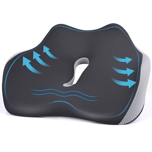 LustLocke Sitzkissen Orthopädisch, Memory-Schaum Sitzpolster Steißbeinkissen Entlastung, Ergonomisches Hämorrhoiden Sitzkissen mit Loch & U-förmigem Design für Auto, Sofa, Büro und Rollstuhl, Grau von LustLocke