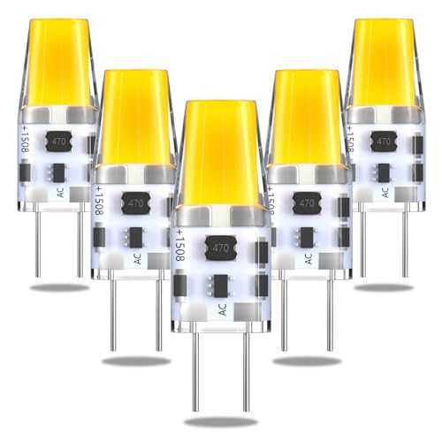 Lustaled GY6.35 LED Leuchtmittel,3W AC/DC 12V Bi-Pin JC Typ Lampe,3000K Warmweiß G6.35 Stiftsockellampe Ersetzt Halogen 25W 30W,12V GY6.35/G6.35 LED Mini Glühbirne,Nicht Dimmbar-5 Stück von Lustaled