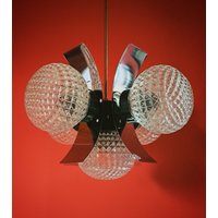 Mid Century Kronleuchter Glas | Kristallglasleuchte Chrom Deckenleuchte Boho Glaskugel Licht Vintage Sputnik von LusterLighting