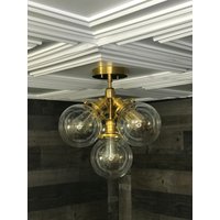 Halsreif Modern 4 Light 6 in Globe Mid Century Semi Flush Halsreif Modern 4 Light 6 in Globe Mid Century Semi Flush von LustrousLumens