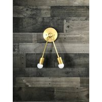 Sofort Lieferbar - Versand Am Selben Tag Hermes Doppel-Birnen-Verstellbarer Eitelkeits-Mitte Des Jahrhunderts Moderne Wandleuchte von LustrousLumens