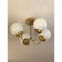 Sputnik Modern 4 Light 6 in Globe Mid Century Industrie Kronleuchter von LustrousLumens