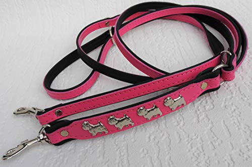 *Westie* HUNDELEINE - Leine - 220cm/13mm, Echt Leder ROSA, 3xVerstellbar von Lusy011