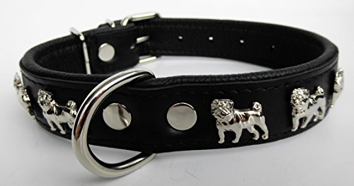 Lusy011 MOPS HUNDEHALSBAND - Halsband, Halsumfang 37-47cm/30mm, Leder+SCHWARZ (817) von Lusy011