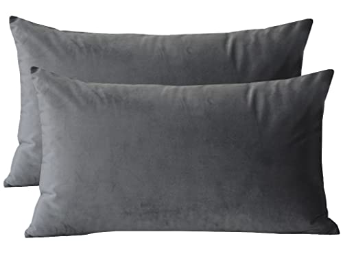 Lutanky 2 Stück Elegante Samt Überwurf Kissen Weich Kissenbezug Massiv Rechteck Dekoratives Kissen Bezüge für Sofa Schlafzimmer Auto 50 x 30 cm (Dimgray, 2 Stück) von Lutanky
