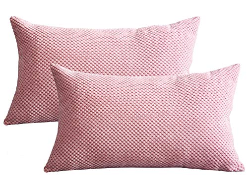Lutanky Corduroy Kissenbezüge (2 Stück) Super weiche rechteckige Ananas-Gitter-Kissenbezüge für Sofa Schlafzimmer Heimdekoration 30 x 50 cm (rosa, 2 Stück) von Lutanky