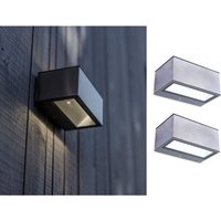 Eckige led Up and Down Außenwandlampen 2er set aus alu in Silber, 14cm breit von Lutec