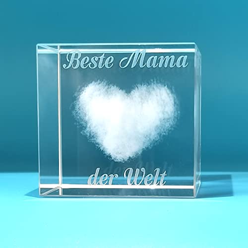 Luteney 3D Glas Kristall Geschenke für Mama mit Gravur-Beste Mama der Welt Geschenk,Muttertagsgeschenk Glas Kristall mit Gravur für Mama,Geburtstagsgeschenk, Mama von Luteney
