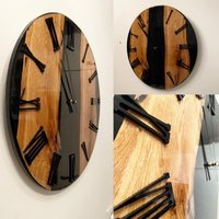 Wanduhr Groß 50cm Durchmesser River Resin Kunst Epoxid Harz Eichenholz-Schwarz Wanduhr Groß 50cm Durchmesser River Resin Kunst Epoxid Harz Eichenholz-Schwarz von Luthender