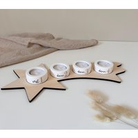 Adventskranz Aus Holz in Form Einer Sternschnuppe I Teelicht-Adventskranz von LutifulThings