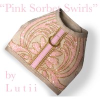 Hundegeschirr Rosa Westengeschirr Kleine Hunde Geschirr Yorkie Katze Teetasse Chihuahua "Sorbet Swirls" Funkelt Auf Tüll & Leinen Von Lutii von LutiiPetDesign