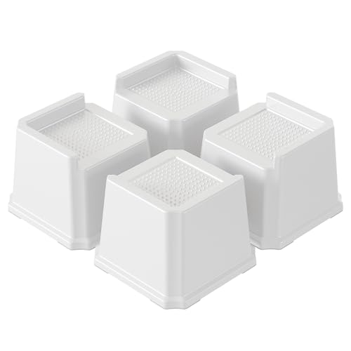 Lutown-Teen Bed Risers 3 Inch Heavy Duty 4 Pack L-Shaped Bed Furniture Elevators 1,500 lbs Lifts Up Riser for Sofa and Table, White von Lutown-Teen