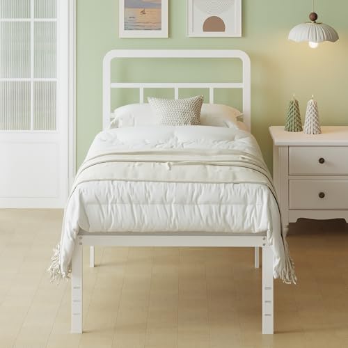 Lutown-Teen Bett 90x190 cm mit Gebogenes Kopfteil, Metallbett 46 cm Hoch, Stabiler Bettrahmen mit Stauraum, Einfache Montage, Geräuschlos, Weiß Lutown-Teen Bett 90x190 cm mit Gebogenes Kopfteil, Metallbett 46 cm Hoch, Stabiler Bettrahmen mit Stauraum, Einfache Montage, Geräuschlos, Weiß von Lutown-Teen