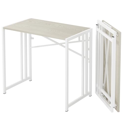 Lutown-Teen Klappbarer Computertisch 90 cm, Schreiben Gaming Computer Camping Schreibtisch, Keine Montage erforderlich Home Office Tisch, Natürlich und Weiß von Lutown-Teen
