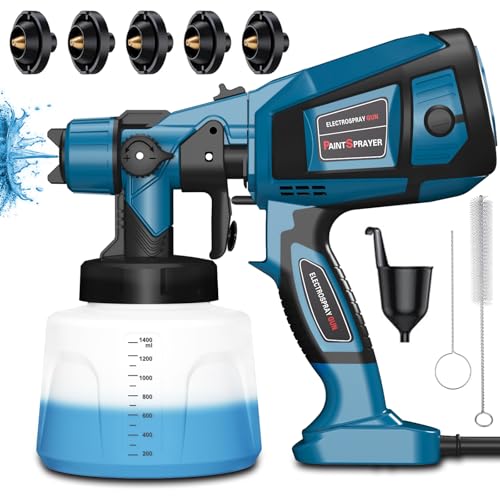 Farbsprühsystem, 800W Elektrisches Lackierpistole mit 1400ML Behälter, Zaun Farbspritzgerät mit 5 Düsen und 3 Muster Farbsprühgerät, HVLP Elektrische Spritzpistole für Gartenzaun, Wände, Möbel, Decke Farbsprühsystem, 800W Elektrisches Lackierpistole mit 1400ML Behälter, Zaun Farbspritzgerät mit 5 Düsen und 3 Muster Farbsprühgerät, HVLP Elektrische Spritzpistole für Gartenzaun, Wände, Möbel, Decke von Lutranstra