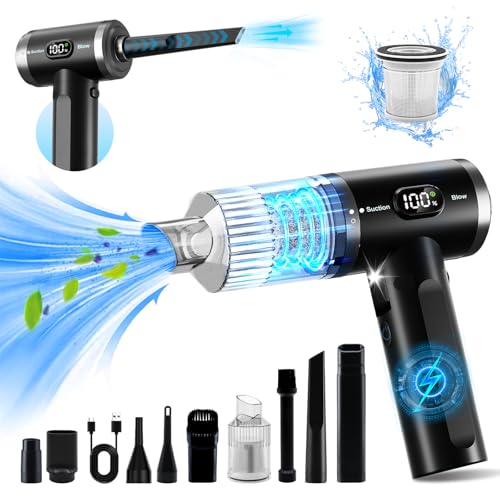 Kabelloser Staubsauger, 6000 Pa leistungsstarker Mini-Akku-Staubsauger, 4 in 1 Autostaubsauger mit 3600mAh Akku, LED-Display per USB wiederaufladbarer tragbarer für Auto, Sofa Kabelloser Staubsauger, 6000 Pa leistungsstarker Mini-Akku-Staubsauger, 4 in 1 Autostaubsauger mit 3600mAh Akku, LED-Display per USB wiederaufladbarer tragbarer für Auto, Sofa von Lutranstra