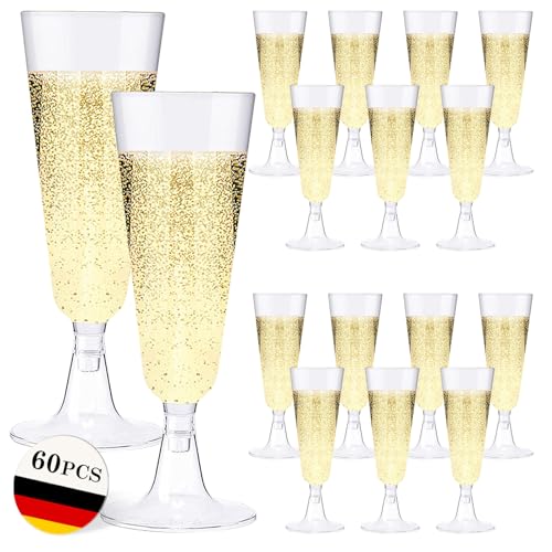 Lutranstra 60 Stück Sektgläser Plastik, 160ml Sektgläser, Sektgläser Hochzeit von Lutranstra