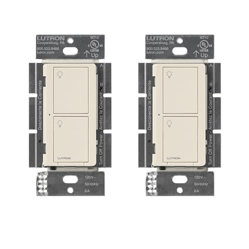 Lutron Caseta Smart Lighting Switch for All Bulb Types or Fans | Neutral Wire Required | PD-6ANS-LA | Light Almond (2-Pack) von Lutron