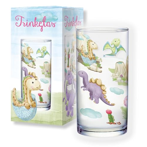 Lutz Mauder TapirElla Trinkglas, Süße Dinos, Kindertrinkglas mit Dinosaurier- Motiven von Lutz Mauder