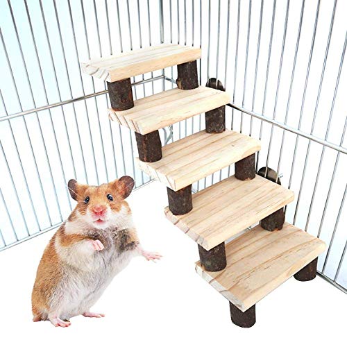 Hamsterleiter Mit Natürlichen Schritten, Hamster Toy Ladder, Handgemachte Leiter Holzleiter, Für Papagei, Ratte, Treppen Schritt Fitness, Nagetiere Funktionsspielzeug (B) von LuukUP