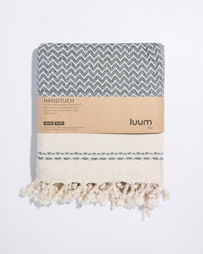 Luum® 2er Hamam Handtücher Set für Küche & Bad, schnelltrocknend & fusselfrei, Sporthandtuch, Turkish Hand Towel, Haarturban, kein Mikrofaser, 100% Baumwolle, Himmelsblau, 50x100, Geschenkset von Luum