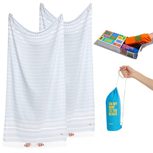 Luum® Hamamtuch Strandtuch Saunahandtuch Handtuch Yogatuch Duschtuch Strandhandtuch Saunatuch Badetuch Hammantücher Reisehandtuch Pestemal Turkish Towels, 2er Geschenkset Geschenkbox von Luum