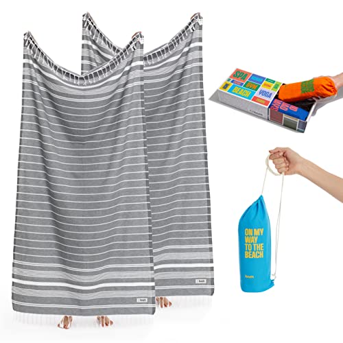 Luum® Hamamtuch Strandtuch Saunahandtuch Handtuch Yogatuch Duschtuch Strandhandtuch Saunatuch Schulter Badetuch Baumwolle Reisehandtuch Pestemal Turkish Towels, 2er Geschenkset Geschenkbox von Luum