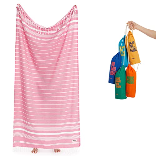 Luum® Hamamtuch groß 100x200 Strandtuch Saunahandtuch Badetuch Handtuch Yogatuch Duschtuch Strandhandtuch Saunatuch Reisehandtuch Turkish Towels, Damen Herren, 100% Baumwolle, Pink von Luum