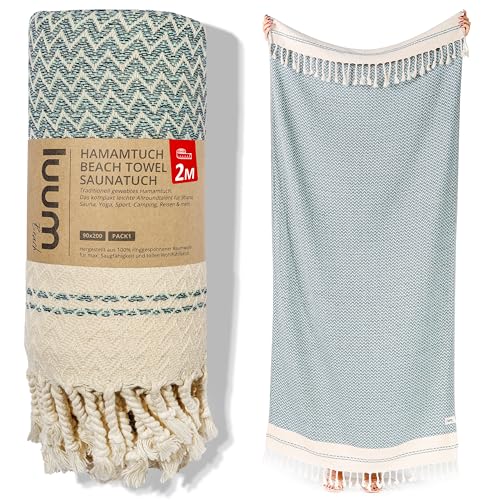 Luum® Strandtuch 90x200 Saunahandtuch Badetuch Handtuch Yogatuch Duschtuch Strandhandtuch Saunatuch Reisehandtuch Turkish Towels Saunakilt, Sporttuch, Damen Herren, 100% Baumwolle, Mint von Luum