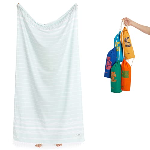 Luum® Strandtuch groß 100x200 Hamamtuch Saunahandtuch Badetuch Handtuch Yogatuch Duschtuch Strandhandtuch Saunatuch Reisehandtuch Turkish Towels, Damen Herren, 100% Baumwolle, Mint von Luum