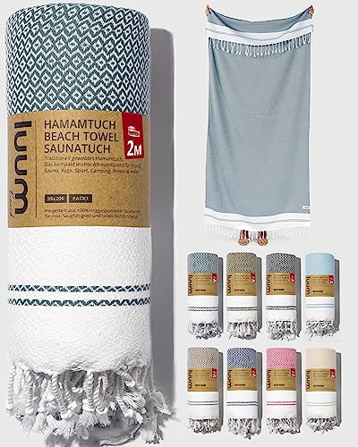 Luum® Strandtuch groß 100x200 Hamamtuch Saunahandtuch Badetuch Handtuch Yogatuch Duschtuch Strandhandtuch Saunatuch Reisehandtuch Turkish Towels, Damen Herren, 100% Baumwolle, Petrol von Luum