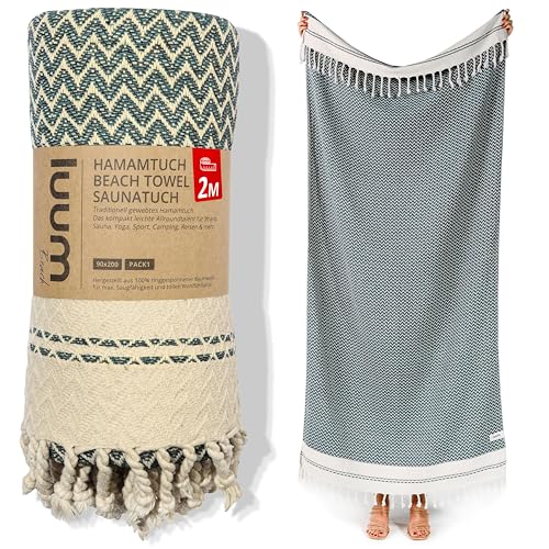 Luum® Strandtuch groß 90x200 Hamamtuch Saunahandtuch Badetuch Handtuch Yogatuch Duschtuch Strandhandtuch Saunatuch Reisehandtuch Turkish Towels, Damen Herren, 100% Baumwolle, Petrol von Luum