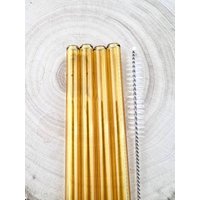 4 Oder 8Er-Packung Gelbe Glasstrohhalme - Yellow Straw Pack | Wiederverwendbare Strohhalme Gastgeschenke Strohparty-Packung Strohpackungen von Luv4Erth