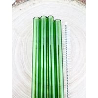 4 Oder 8Er Packung Glas Strohhalme - Green Straw Pack | Wiederverwendbare Grüne Gastgeschenke Strohparty-Packung Strohpackungen von Luv4Erth